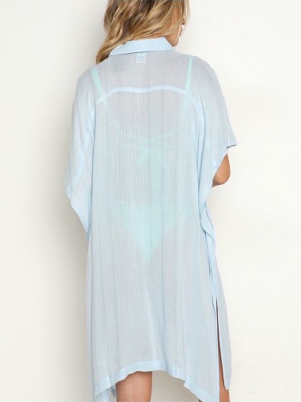 l*space Swim Cover-Up Resort Vacation Dress Blue Lightweight - Picture 3 of 6